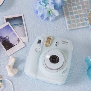 Fujifilm Instax Mini 9 Instant Camera (Ice Blue) with 2 x Instant Twin Film Pack (40 Exposures)