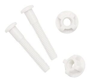 universal white plastic toilet seat hinge bolt screw for top mount toilet seat hinges, 2 pack