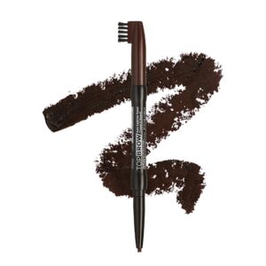 kiss new york professional long-lasting eyebrow, retractable eyebrow pencil, rich pigmentation, coconut oil infused, built-in brush brow, sapes, define, fills brow, eye makeup (dark brown)