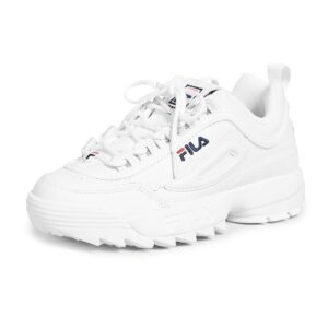 Fila Women's Disruptor Ii Premium Walking Shoe, White/Navy/Red, 9