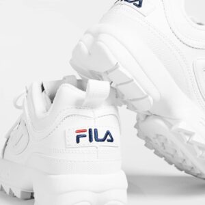 Fila Women's Disruptor Ii Premium Walking Shoe, White/Navy/Red, 9