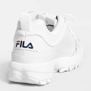 Fila Women's Disruptor Ii Premium Walking Shoe, White/Navy/Red, 9