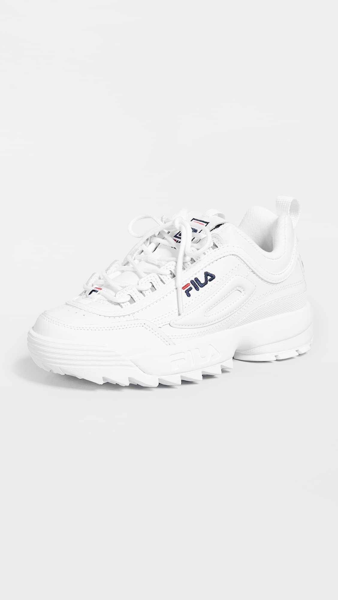 Fila Women's Disruptor Ii Premium Walking Shoe, White/Navy/Red, 9