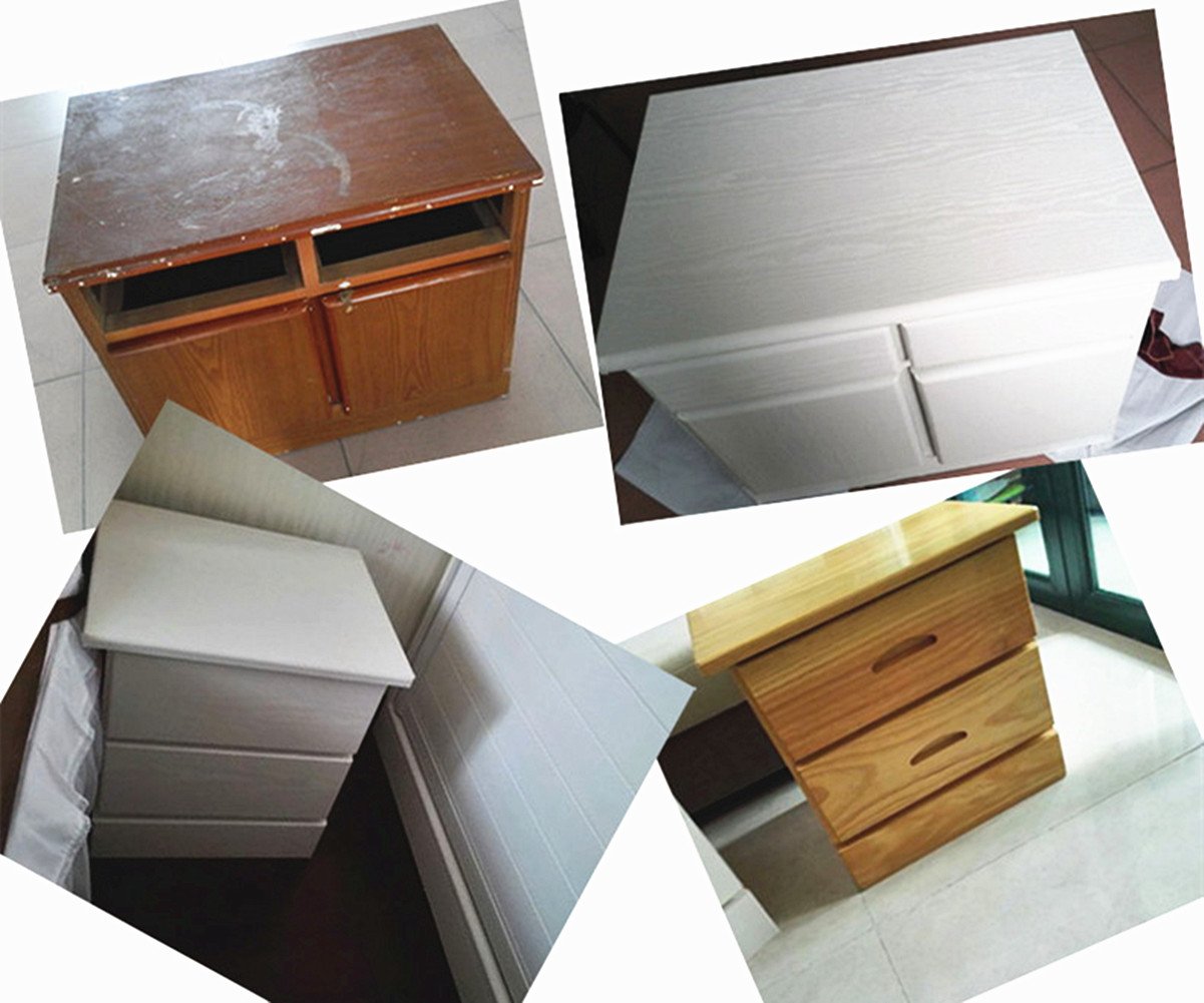Moyishi Self Adhesive White Wood Grain Furniture Stickers PVC Wallpaper cabinets Gloss Film Vinyl Counter Top Decal 15.7''x79''