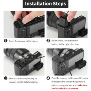 F1TP AC PW20 AC Power Supply Adapter NP-FW50 Dummy Battery Coupler kit for Sony Alpha A6500 A6400 A6300 A6100 A6000 A5100 A5000 A7II A7SII A7RII A7 A7S A7R RX10 II III IV NE ZV-E10 Cameras