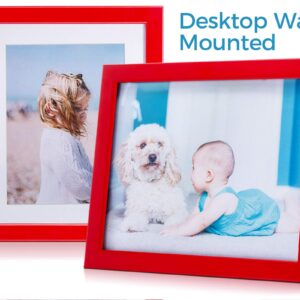 JD Concept 8x10 Soft-Red Thin Wood Picture Frame with Glass, for Photo 6x8 with Mat or 8 x 10 without Mat, Desk-top or Wall Mounted