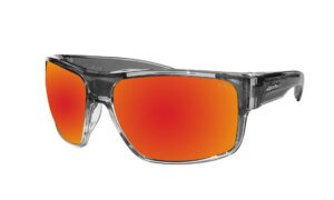 bomber ma104rmrf safety sunglasses for men, 2-tone smoke crystal frame, red mirror polycarbonate safety lens, non-slip foam lining, ansi z87+ compliant, safe for rugged activity - ma104rm