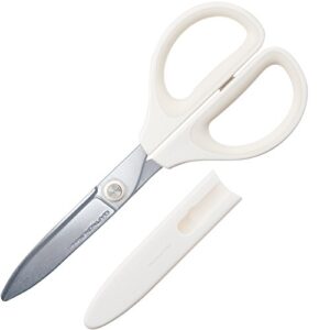 kokuyo saxa glueless scissors, white, 3d blade, symmetrical handle for both right-hand and left-hand, with safety cap, japan import (hasa-p280w)
