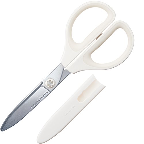 Kokuyo Saxa Glueless Scissors, White, 3D Blade, Symmetrical Handle for Both Right-hand and Left-hand, with Safety Cap, Japan Import (HASA-P280W)