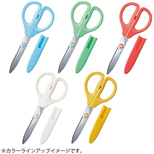 Kokuyo Saxa Glueless Scissors, White, 3D Blade, Symmetrical Handle for Both Right-hand and Left-hand, with Safety Cap, Japan Import (HASA-P280W)