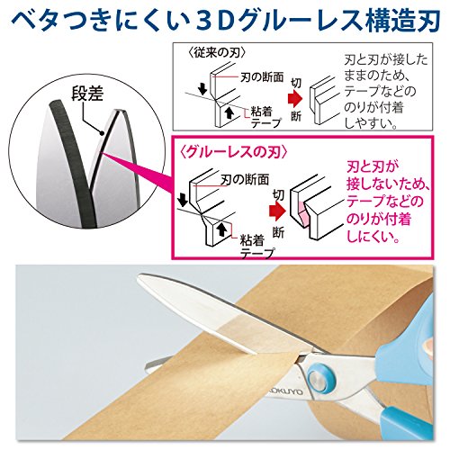 Kokuyo Saxa Glueless Scissors, White, 3D Blade, Symmetrical Handle for Both Right-hand and Left-hand, with Safety Cap, Japan Import (HASA-P280W)