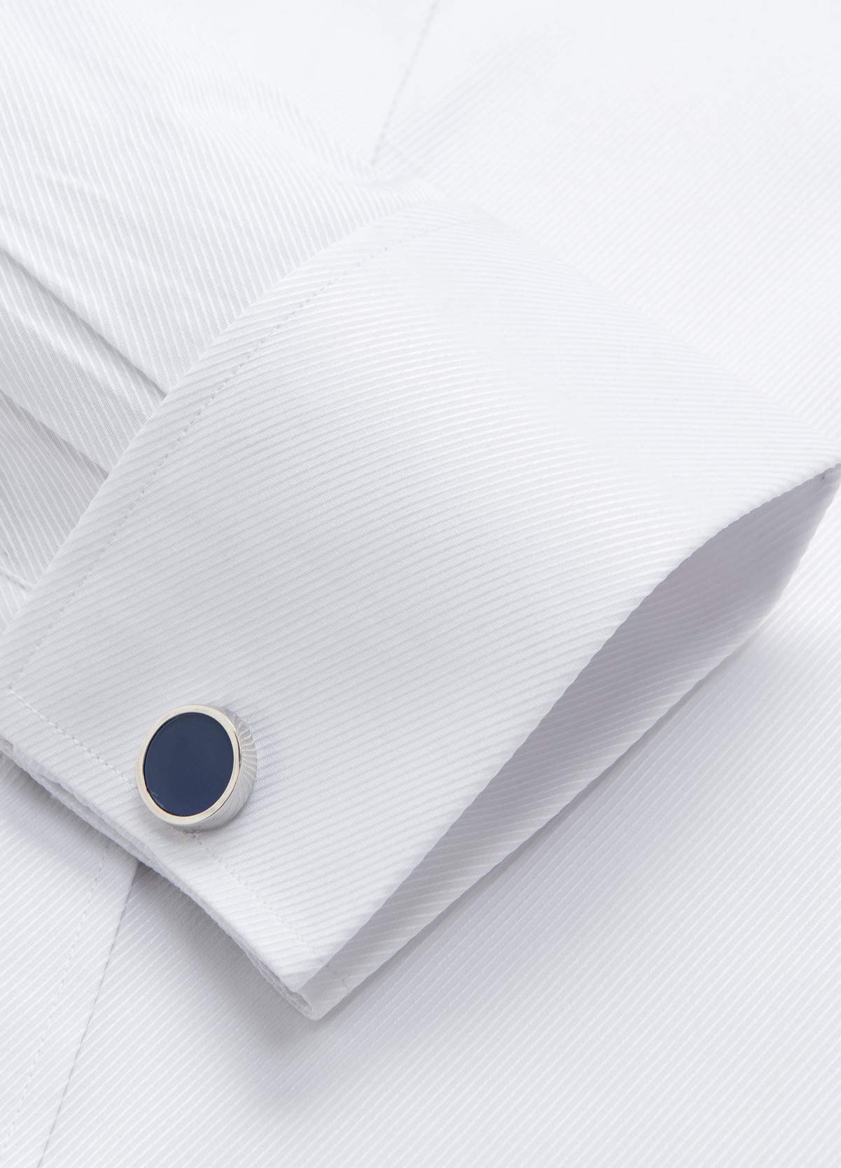 J.Ver Men's French Cuff Dress Shirts Regular Fit Long Sleeve Spead Collar Metal Cufflink White