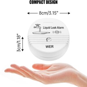 WER Water Leak Alarm Sensor, Battery Operated Leak Alert, 90dB Water Detector for Basements, Bathrooms, Laundry Rooms, Kitchens, Garages and All Office Areas (Shipped Without Battery, 4 Pack)