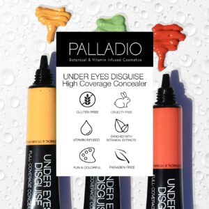 Palladio Full Coverage Concealer, Under Eyes Disguise, Creamy Face and Eye Concealer, Evens Skin Tone, Conceals Blemishes, Dark Circles and Fine Lines, Use with Concealer Brush, Peach Tea