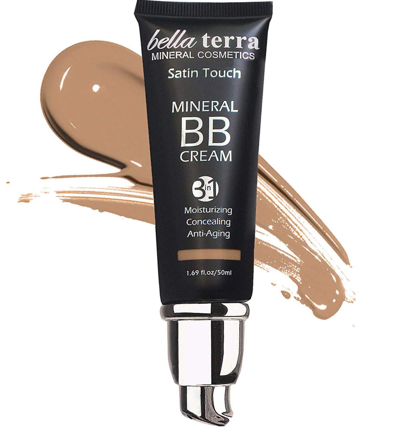 Bellaterra Cosmetics BB Cream Tinted Moisturizer, Mineral Foundation, Concealer, Anti-Aging, Natural Sun Protection, All Shades 1.69oz - Medium Tan 105