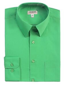 gioberti men's long sleeve solid dress shirt, green, small, sleeve 33-34