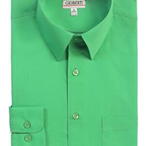 Gioberti Men's Long Sleeve Solid Dress Shirt, Green, Small, Sleeve 33-34