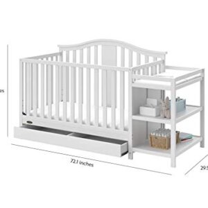 Graco Solano 4-in-1 Convertible Crib and Changer with Drawer (White) – Crib and Changing Table Combo with Drawer, Includes Changing Pad, Converts to Toddler Bed, Daybed and Full-Size Bed