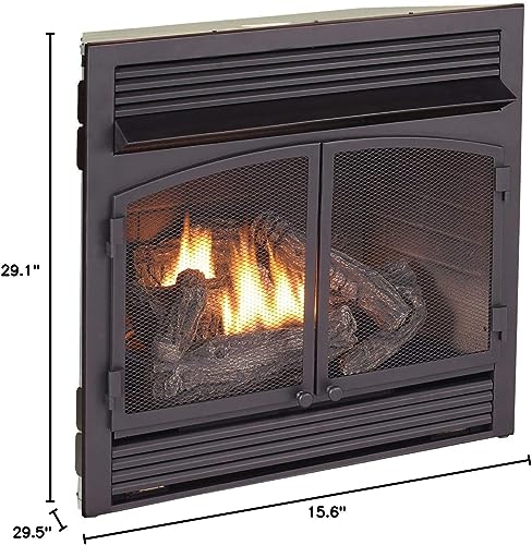 Duluth Forge Dual Fuel Ventless Gas Fireplace Insert, Thermostat Control, 6 Fire Logs, Use with Natural Gas or Liquid Propane, 32000 BTU, Heats up to 1500 Sq. Ft., Black