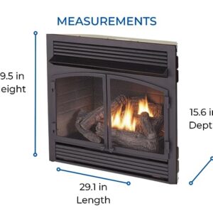 Duluth Forge Dual Fuel Ventless Gas Fireplace Insert, Thermostat Control, 6 Fire Logs, Use with Natural Gas or Liquid Propane, 32000 BTU, Heats up to 1500 Sq. Ft., Black
