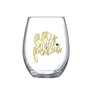 fifty and fabulous wine glass 50th birthday gift for her 0017