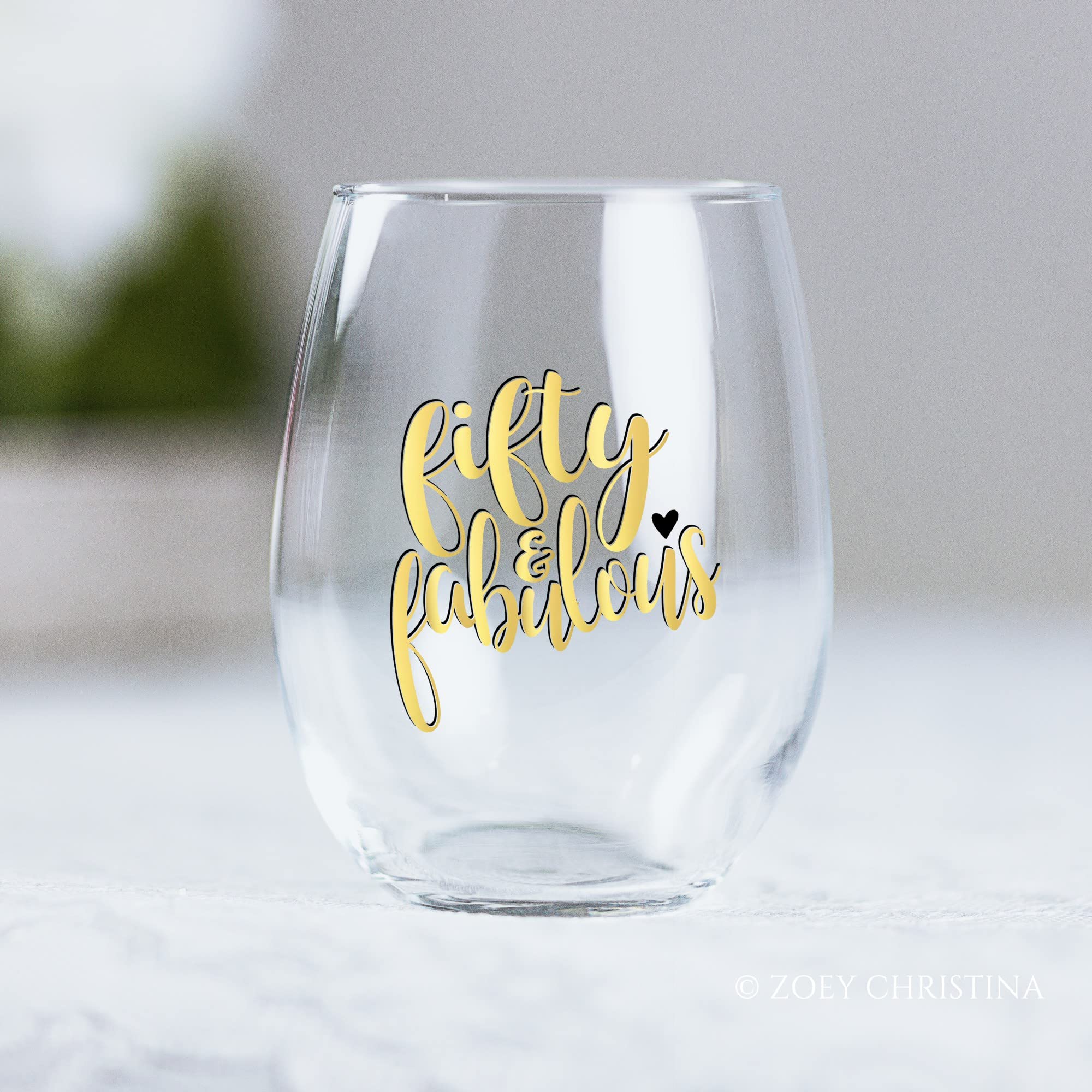Fifty and Fabulous Wine Glass 50th Birthday Gift for Her 0017