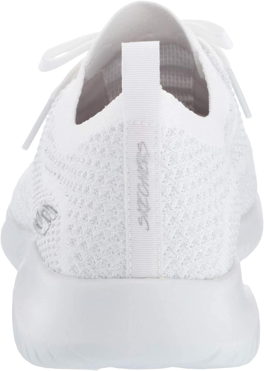 Skechers womens Ultra Flex Salutations Sneaker, White/Silver, 7.5 US