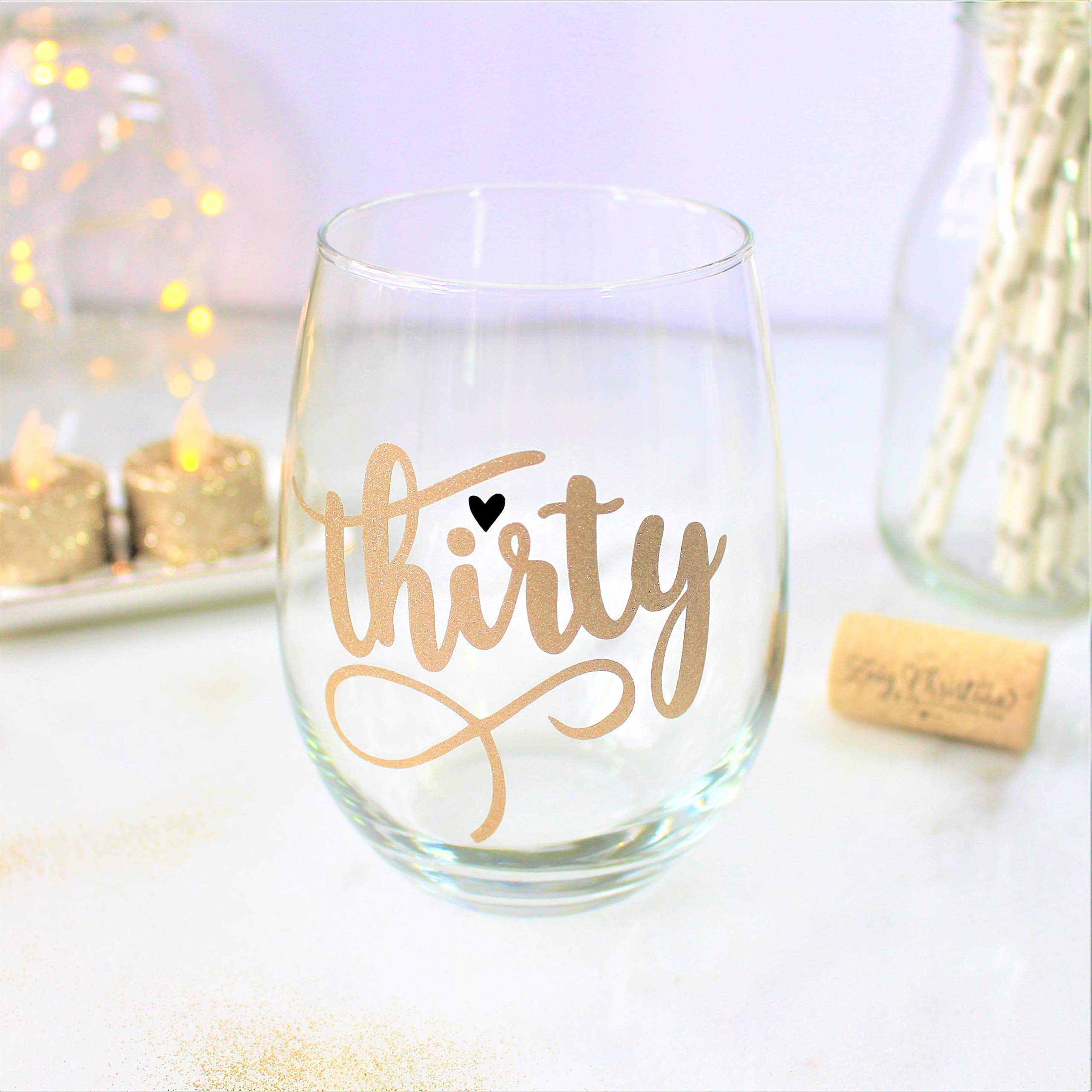 Thirty Stemless Wine Glass Gold 30th Birthday Gift for Women 0008