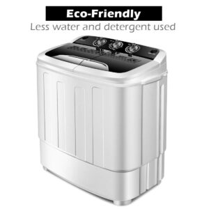 Giantex Portable Compact 13 Lbs Mini Twin Tub Washing Machine Washer Spin Dryer (Black&White)