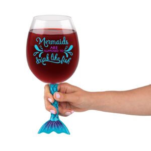 BigMouth Inc. The Mermaid Tail Wine Glass - “Mermaids Are Supposed to Drink Like Fish”, Extra-Large Wine Glass, Holds an Entire 750ml Bottle of Wine