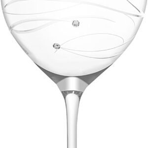 Barski - Handmade Glass - Set of 4 White Wine Glasses with Empty Space in the Center to Fit Your Own Bottle of Wine - Decorated with Real Swarovski Diamonds - Gift Boxed - 12.5 oz.- Made in Europe