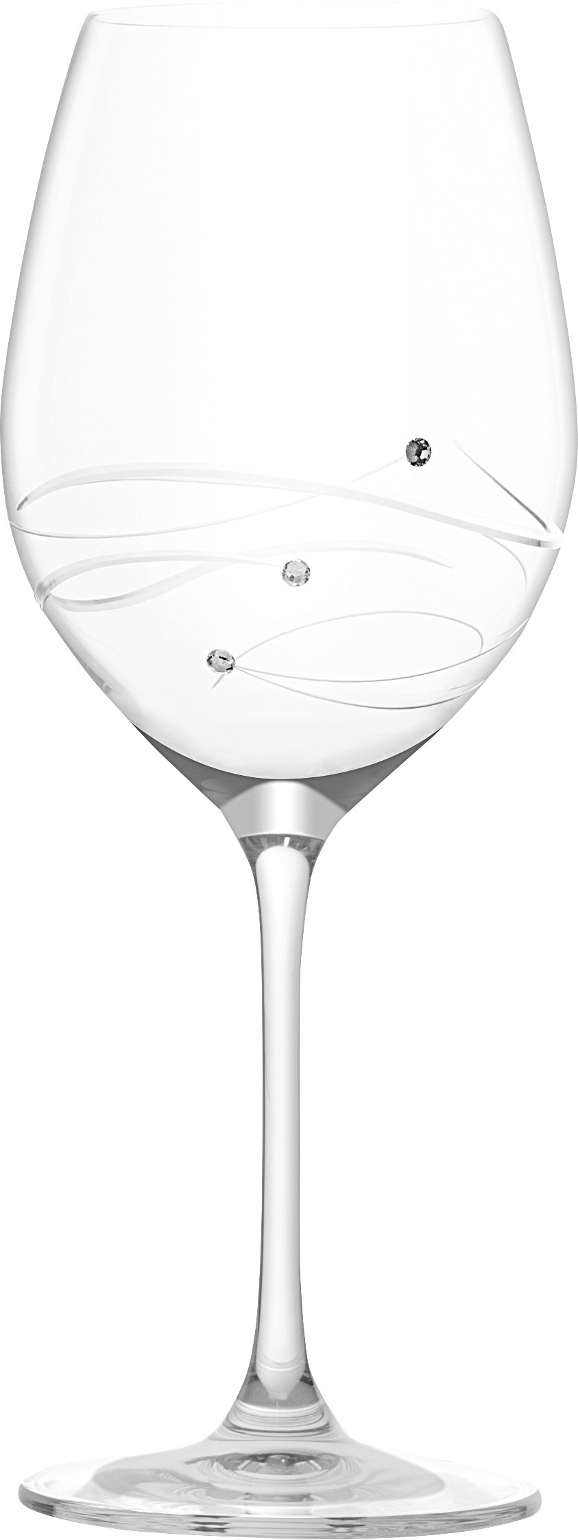 Barski - Handmade Glass - Set of 4 White Wine Glasses with Empty Space in the Center to Fit Your Own Bottle of Wine - Decorated with Real Swarovski Diamonds - Gift Boxed - 12.5 oz.- Made in Europe