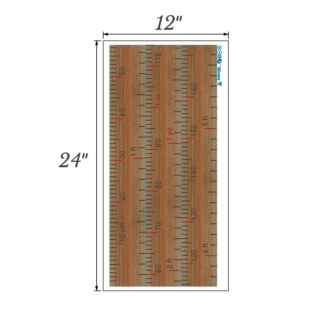 Wland 3 inches x 68 inches Fake Ruler Measurement Growth Chart Removable Vinyl Wall Decals Stickers for Children Room Nursery