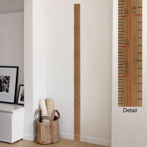 Wland 3 inches x 68 inches Fake Ruler Measurement Growth Chart Removable Vinyl Wall Decals Stickers for Children Room Nursery