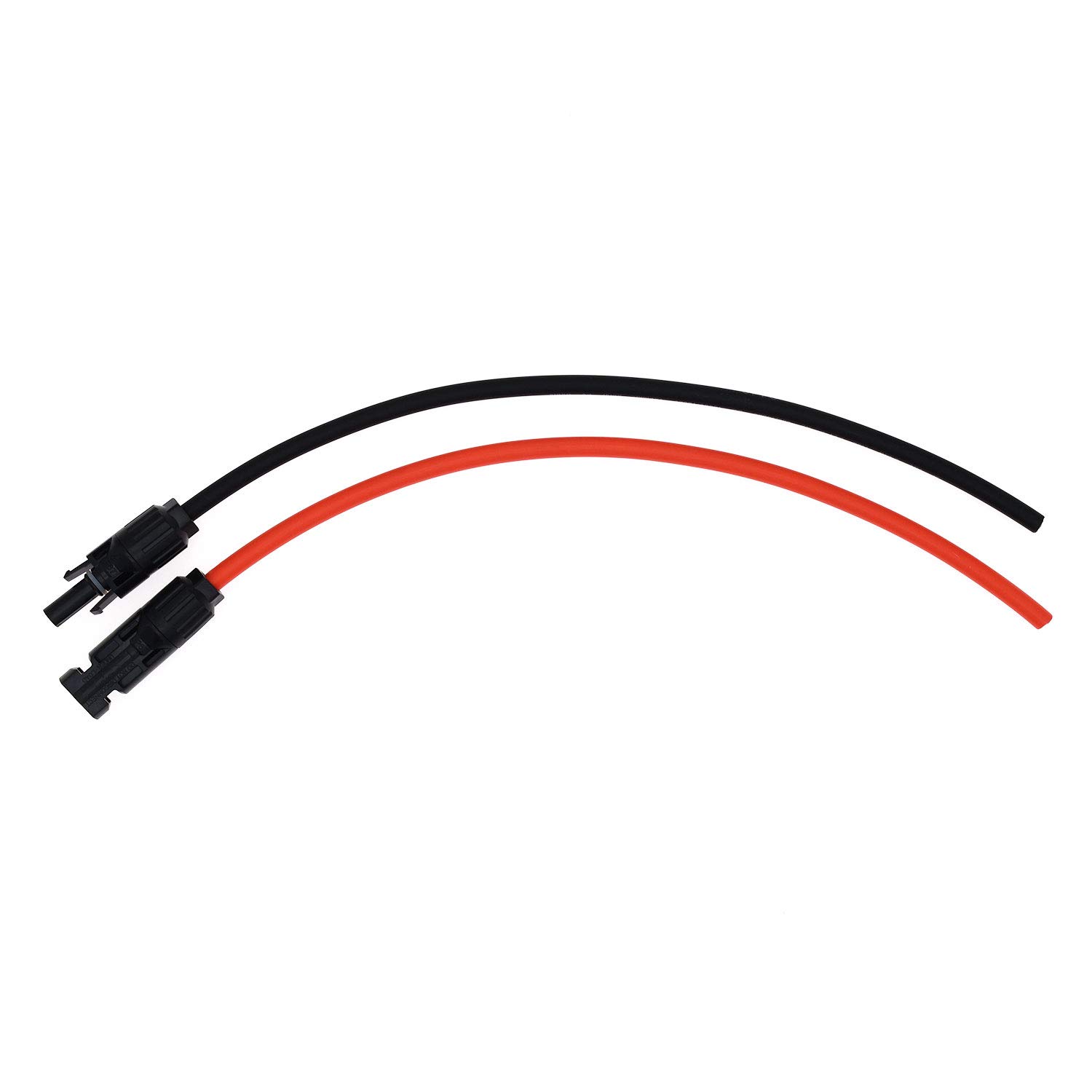 1 Pair Black + Red 10AWG(6mm²) Solar Panel Extension Cable Wire Connector Solar Adaptor Cable with Female and Male Connectors (1 FT)