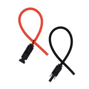 1 Pair Black + Red 10AWG(6mm²) Solar Panel Extension Cable Wire Connector Solar Adaptor Cable with Female and Male Connectors (1 FT)