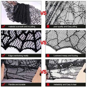 OurWarm 80 x 20 Inch Halloween Table Runner, Black Spider Web Tablecloth Polyester Lace Table Runner for Halloween Dinner Table Decorations