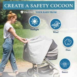 Fair-e-Trade Nursing Cover for Breastfeeding - 360 Degree Privacy Poncho, View Baby Hands-Free, Soft & 100% Breathable Cotton, Attached Carry Bag, 8-in-1 Uses, Covers Car Seat & Shopping Cart