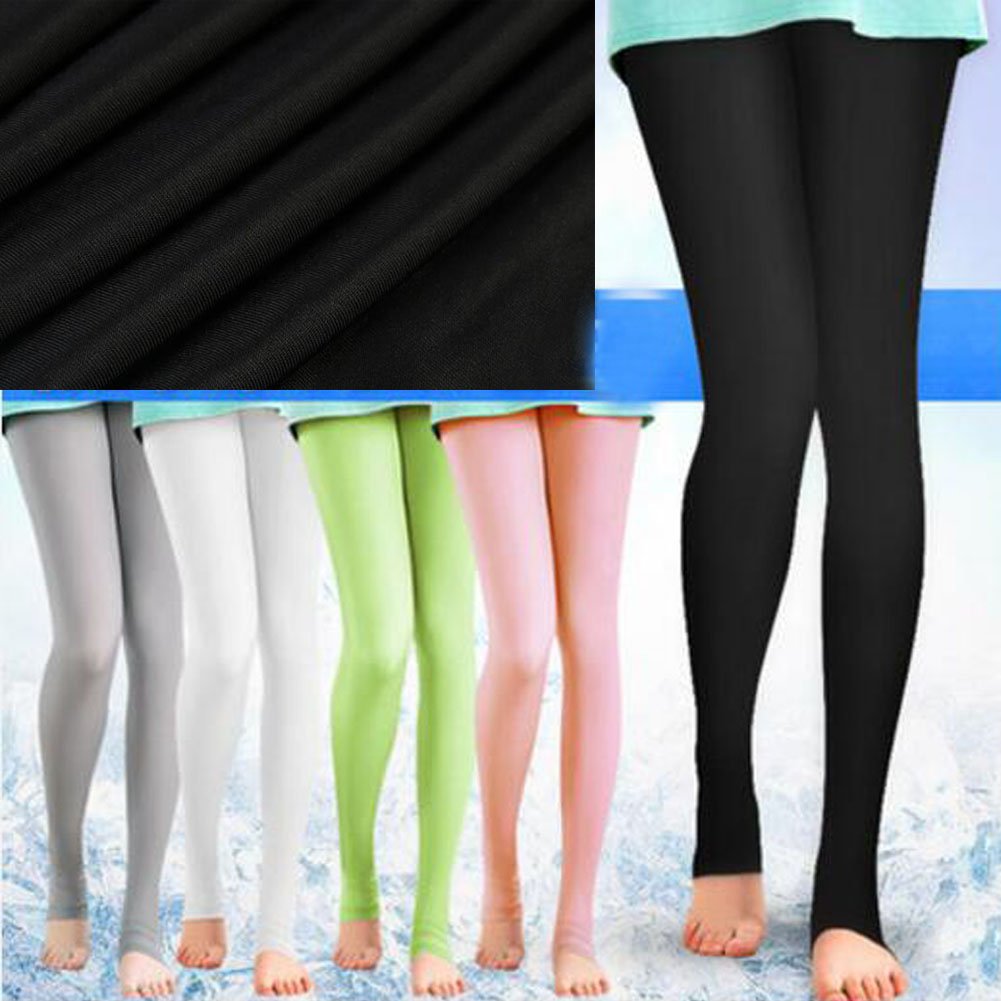 Sun Protection Golf Pants Cool Ice Silk Stocking Sport Leggings-Black