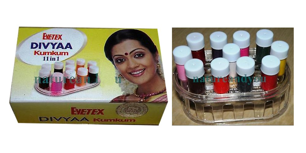 Liquid Kumkum Bindi: 11 Color 1.5gm Each - Eyetex Divyaa Kumkum