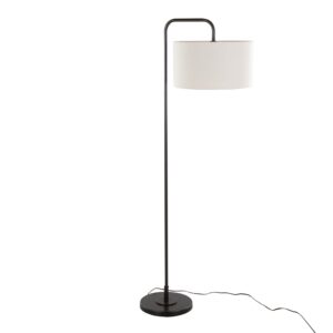 grandview gallery puck 63" contemporary metal floor lamp in oil rubbed bronze with beige linen shade