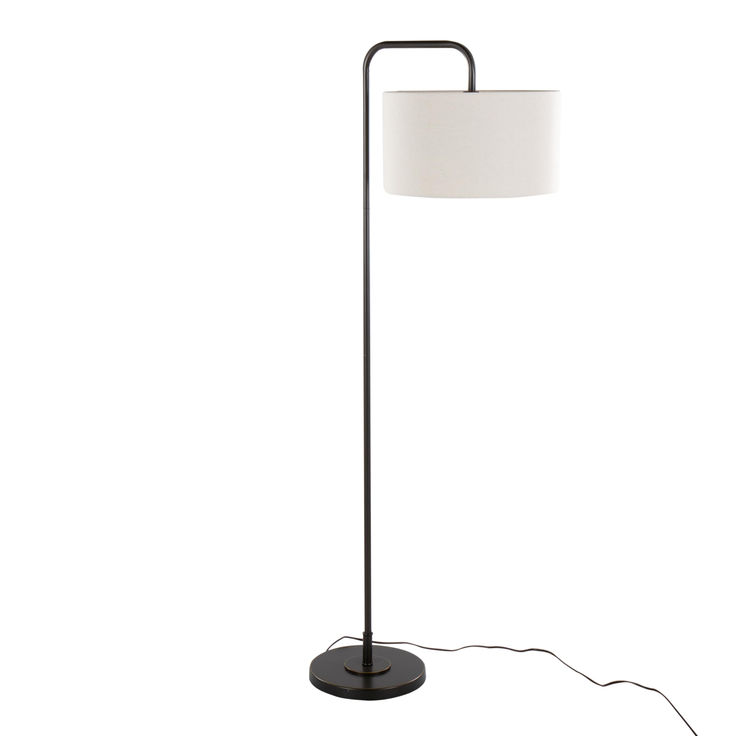 Grandview Gallery Puck 63" Contemporary Metal Floor Lamp in Oil Rubbed Bronze with Beige Linen Shade