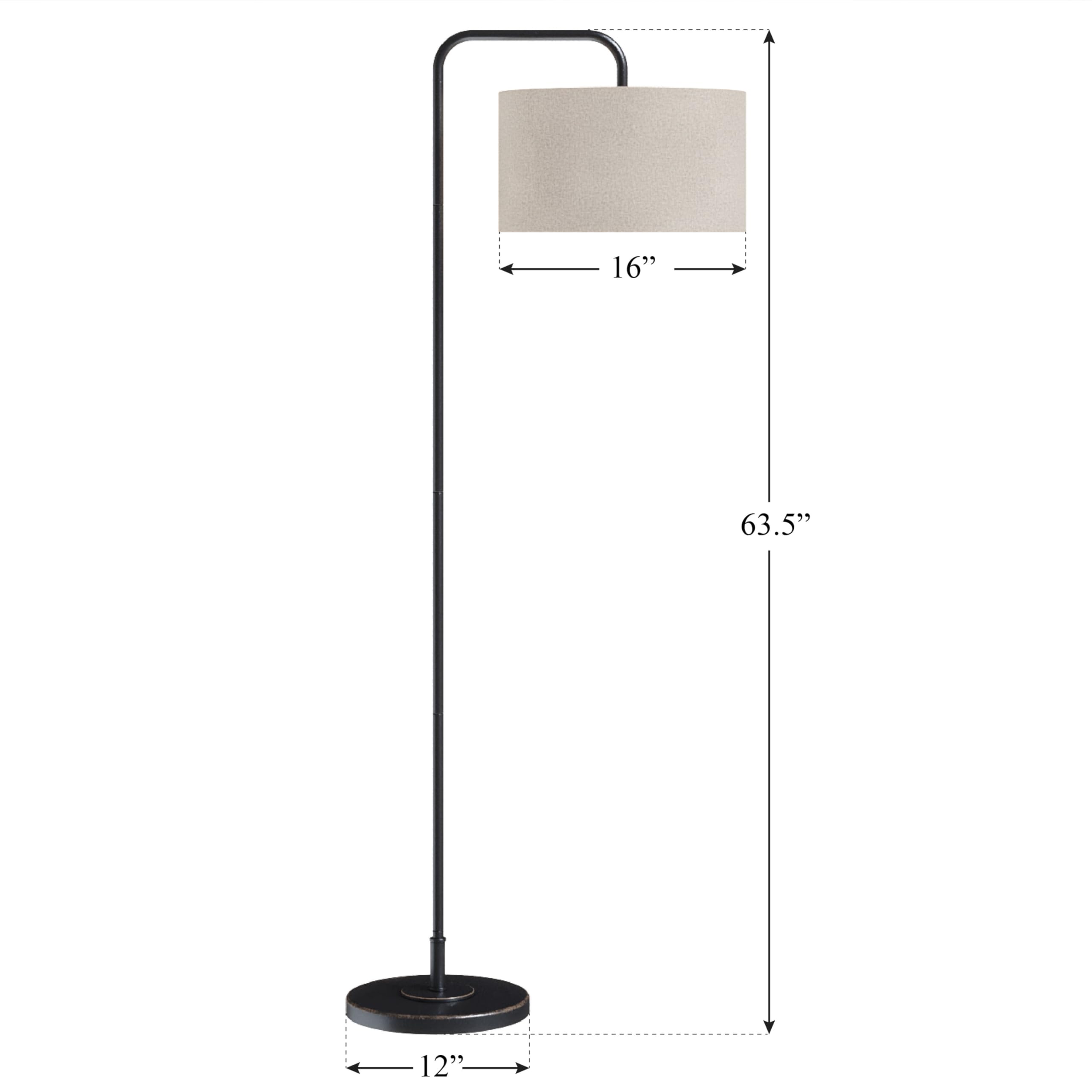 Grandview Gallery Puck 63" Contemporary Metal Floor Lamp in Oil Rubbed Bronze with Beige Linen Shade