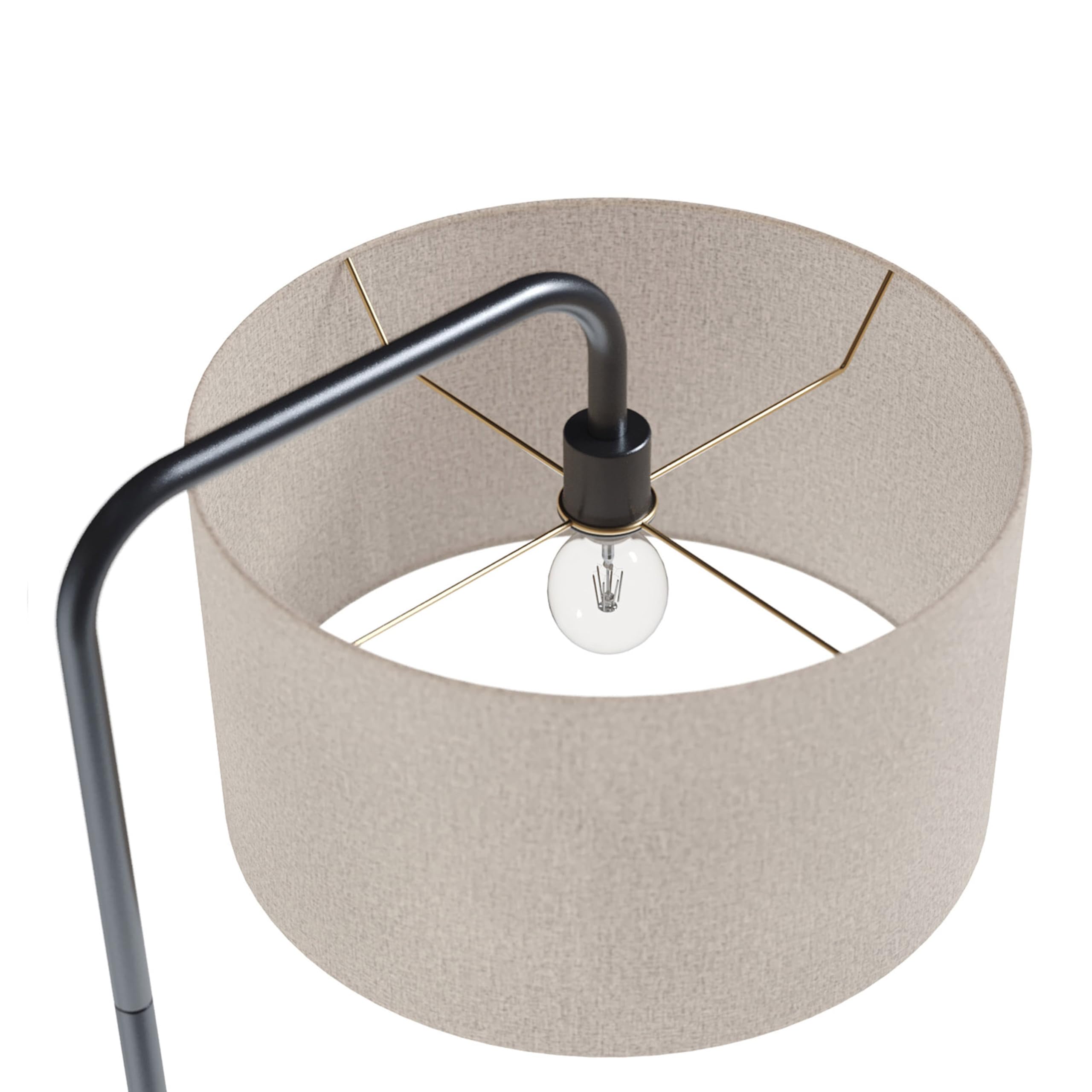 Grandview Gallery Puck 63" Contemporary Metal Floor Lamp in Oil Rubbed Bronze with Beige Linen Shade