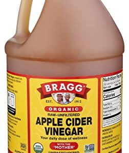 Bragg Organic Apple Cider Vinegar With the Mother– USDA Certified Organic – Raw, Unfiltered All Natural Ingredients, 1 Gallon