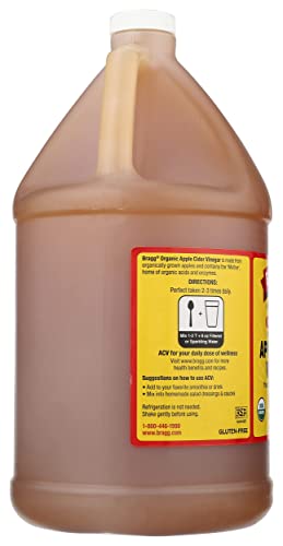 Bragg Organic Apple Cider Vinegar With the Mother– USDA Certified Organic – Raw, Unfiltered All Natural Ingredients, 1 Gallon