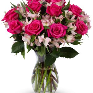 Benchmark Bouquets Charming Roses & Alstroemeria, Next Day Prime Delivery, Fresh Cut Flowers, Gift for Anniversary, Birthday, Congratulations, Get Well, Home Decor, Sympathy, Easter, Mother's Day