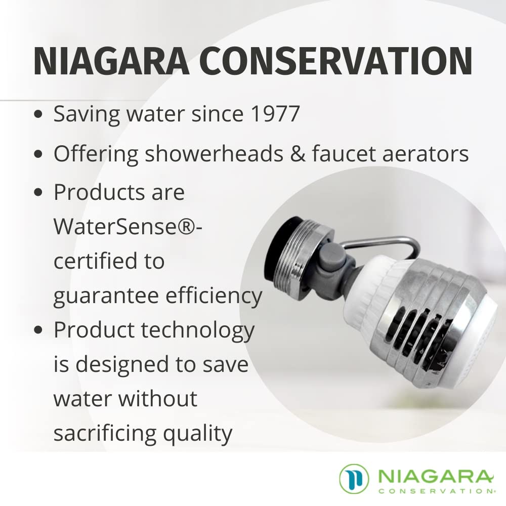 Niagara Conservation - N3115P-FC 1.5 GPM Kitchen Dual Spray Swivel with Pause Valve California Compliant Sink Faucet Aerator - Standard Chrome and White Sink Aerator with Low Flow Rate