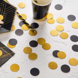 MOWO Glitter Paper Confetti Circles Wedding Party Decor and Table Decor 1.2’’ in Diameter (glitter gold,black,200pc)