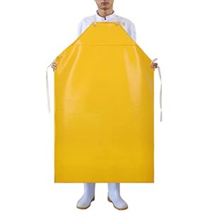 Surblue Waterproof Rubber Vinyl Apron, 43" Heavy Duty Aprons, Anti-Corrosion Rubber Apron, Project Industrial Chemical Resistant Work Safe Clothes, Butcher, Dishwashing, Lab Work, Dog Grooming, Yellow